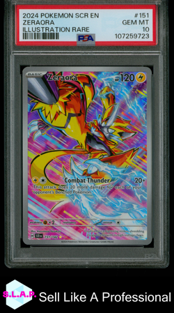 ZERAORA ILLUSTRATION RARE POKEMON SCR EN-STELLAR CROWN 2024 151 PSA 10 - Image 1