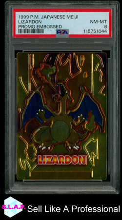 LIZARDON PROMO EMBOSSED POKEMON JAPANESE MEIJI PROMO 1999 PSA 8 - Image 1