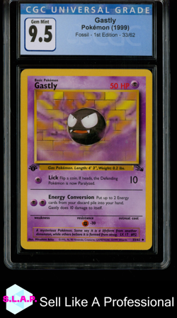 GASTLY FOSSIL - 1ST EDITION 33/62 POKEMON CGC 10 - Image 1