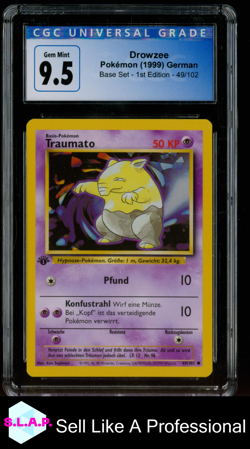 DROWZEE BASE SET - 1ST EDITION 49/102 POKEMON CGC 10 - Image 1