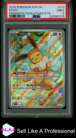 EEVEE PRISMATIC EVOLUTIONS ETB POKEMON SVP EN-SV BLACK STAR PROMO 2025 173 PSA 9 - Image 1