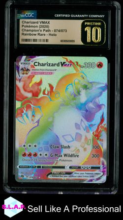 CHARIZARD VMAX RAINBOW POKEMON 074 2020 CHAMPIONS PATH HOLO EN CGC PRISTINE 10 - Image 1