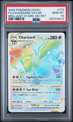 2022 POKEMON SWORD & SHIELD BRILLIANT STARS #174 FULL ART/CHARIZARD VSTAR PSA 10 - Image 1