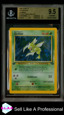 SCYTHER HOLO R 1999 POKEMON JUNGLE 1ST EDITION GERMAN 10 BGS 9.5 - Image 1