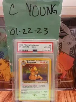 1999 Pokemon Dragonite Fossil 4 Holo PSA 8 NEAR MINT - Image 1