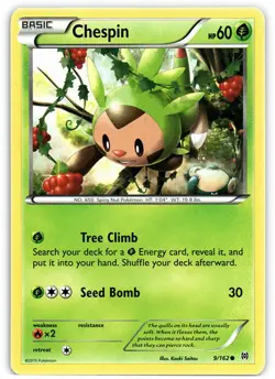 Pokemon - Chespin - 9/162 - Common - XY - BREAKthrough - NM - Image 1
