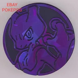MEWTWO 2021 Jeton Piece Coin Pokemon Purple Cracked Ice Holofoil O 34 mm (23) - Image 1