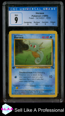 HORSEA FOSSIL - 1ST EDITION 49/62 POKEMON CGC 9 - Image 1