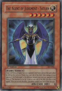 Yugioh The Agent of Judgment - Saturn AST-006 Ultra Rare 1st Edition LP - Image 1