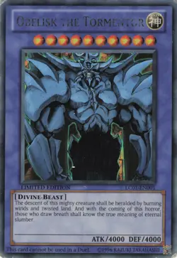Yugioh Obelisk the Tormentor LC01-EN001 Ultra Rare MP - Image 1