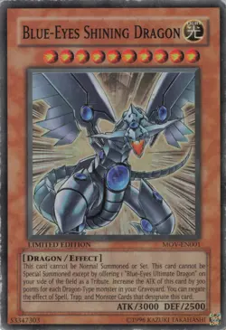 Yugioh Blue-Eyes Shining Dragon MOV-E001 Super Rare MP - Image 1