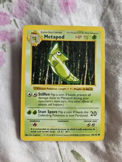 Pokemon Card Metapod Shadowless Base Set Common 54/102 - Image 1