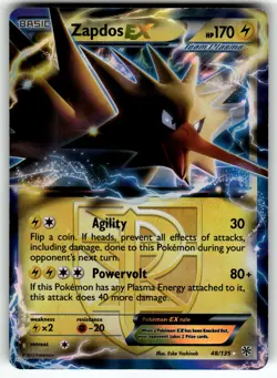 Zapdos EX (Team Plasma) 48/135 Plasma Storm MP Pokemon Card TCG - Image 1