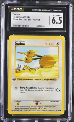 CGC 6.5 Doduo 1999 Base Set 1st Edition Shadowless 48/102 Pokemon Card - Image 1