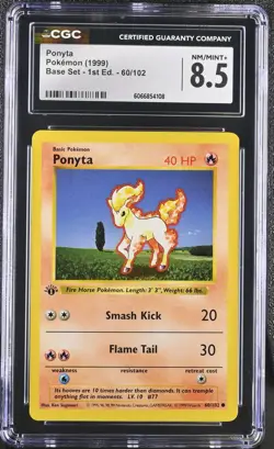 CGC 8.5 Ponyta 1999 Base Set 1st Edition Shadowless 60/102 Pokemon Card - Image 1