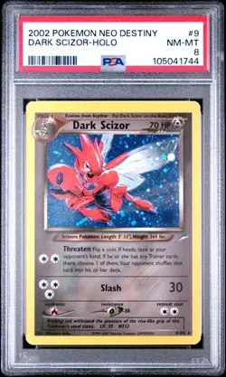 DARK SCIZOR 9/105 | PSA 8 | Neo Destiny WOTC Holo Graded Pokemon Card - Image 1