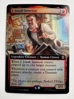 J. Jonah Jameson #261 - MTG Spider-Man - Extended Art Foil Rare Menace Treasure - Image 1