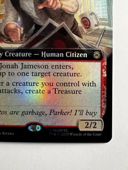 J. Jonah Jameson #261 - MTG Spider-Man - Extended Art Foil Rare Menace Treasure - Image 3