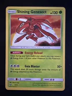 Pokemon TCG Shining Genesect Holographic Rare Card 9/73 Shining Legends - Image 1