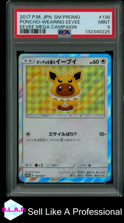 PONCHO-WEARING EEVEE EEVEE MEGA CAMPAIGN POKEMON JAP SM PROMO 2017 138 PSA 9 - Image 1