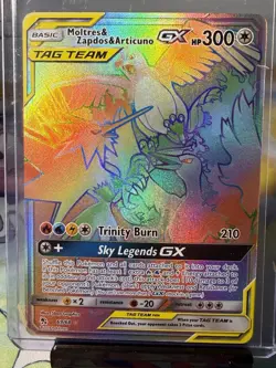 Pokemon TCG Tag Team Moltres Zapdos and Articuno Card GX 69/68 Hidden Fates NM - Image 1