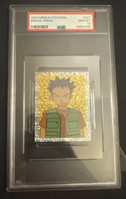 1999 Merlin Pokemon Brock S27 Prism Sticker PSA 10 GEM MINT - Image 1