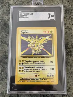 SGC Graded 7 1999 Pokemon Base Set Zapdos Holo 16/102 - Image 1