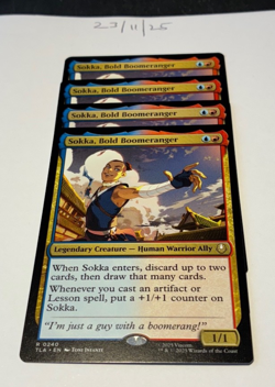 Magic the Gathering MTG Sokka, Bold Boomeranger x4 Rare Cards NM/M Avatar - Image 1