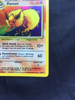 Pokemon Cards: Jungle Rare Holo: Flareon 3/64 No Symbol Error - Image 5