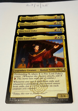 Magic the Gathering MTG Fire Lord Zuko x4 Rare Cards NM/M Avatar - Image 1