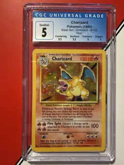 Pokemon Base Set CHARIZARD 1999 HOLO 04/102 CGC 5 Excellent Rare Vintage - Image 1