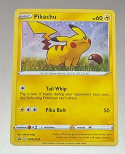 POKEMON TCG PIKACHU SWSH039 COSMO BLACK STAR PROMO HOLO PACK TO SLEEVE MINT - Image 1