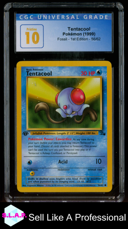 TENTACOOL FOSSIL - 1ST EDITION 56/62 POKEMON CGC 10 - Image 1