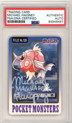 PSA Signed Micheal Haigney Magikarp File 129 Carddass Pocket Monsters 1997 - Image 1