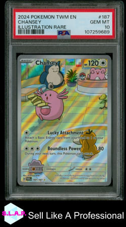 CHANSEY ILLUSTRATION RARE POKEMON TWM EN-TWILIGHT MASQUERADE 2024 187 PSA 10 - Image 1