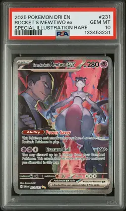 2025 POKEMON DRI EN-DESTINED RIVALS #231 TEAM ROCKET'S MEWTWO EX PSA 10 - Image 1