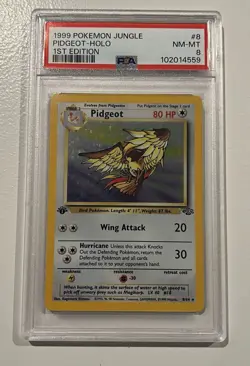 1999 POKEMON TCG JUNGLE PIDGEOT HOLO #8 1ST EDITION PSA 8 - Image 1