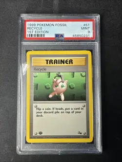 1999 Pokemon Fossil 1st Edition Recycle #61 PSA 9 MINT - Image 1