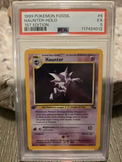1999 Pokemon TCG Fossil Haunter 1st Edition Holo Card 6/62 PSA 5 - Image 1