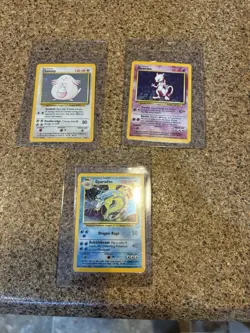 3 Three Base Set Pokemon Holo Cards NM M Mewtwo Chansey Gyarados - Image 1