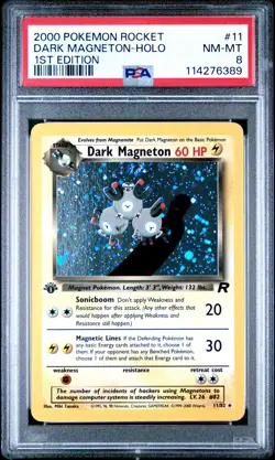 2000 Pokemon Dark Magneton 11/82 Team Rocket Holo PSA 8 - Image 1