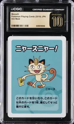 2019 POKEMON PLAYING CARDS OLD MAID MEOWTH CGC 10 PERFECT - Image 1