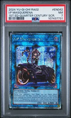 2024 YUGIOH! I:P Masquerena RA02-EN042 Quarter Century Secret Rare PSA 7 - Image 1