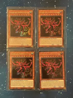 4x Yu-Gi-Oh! SLIFER DER HIMMELSDRACHE 1ST EGS1-DE001 Ultra Rare Egyptian God NM - Image 1