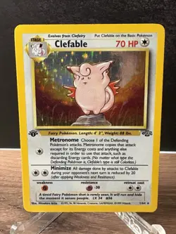 Pokemon TCG Clefable Holo Rare Card Base Set 1/64 Jungle 1st Edition - Image 1