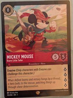LORCANA TCG CARDS Single Mickey Mouse Brave Little Tailor Legendary Non Foil - Image 1