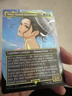 Yuna, Grand Summoner (Borderless) Surge Foil Final Fantasy Foil Promo 0001 NM - Image 1