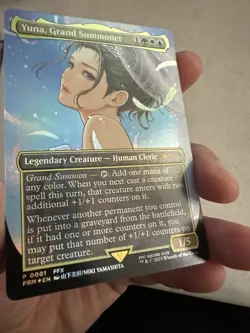 Yuna, Grand Summoner (Borderless) Surge Foil Final Fantasy Foil Promo 0001 NM - Image 2