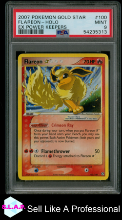 FLAREON GOLDSTAR POKEMON 100/108 2007 EX POWER KEEPERS HOLO ENGLISH PSA 9 - Image 1