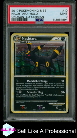 NACHTARA / UMBREON POKEMON #10 2010 HGSS UNDAUNTED DE HOLO DEUTSCH PSA 9 - Image 1
